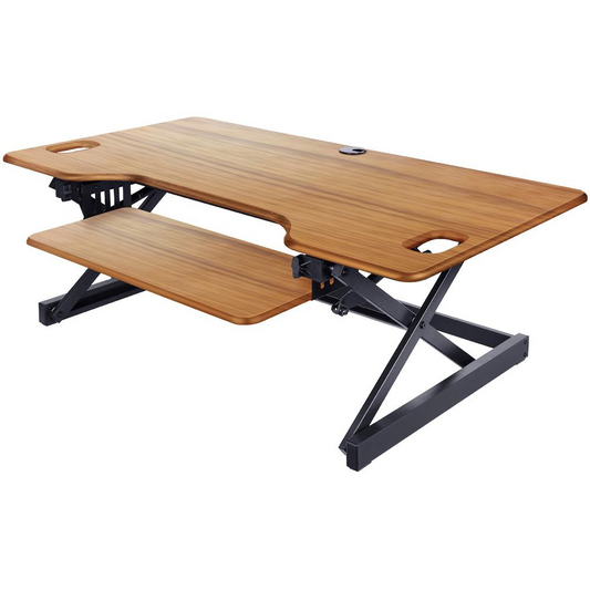 Rocelco DADRT-46 Sit Stand Desk Riser - Desktop - Teak