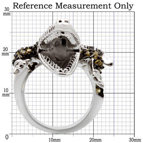 0W007 - Rhodium + Ruthenium Brass Ring with AAA Grade CZ  in Multi Color