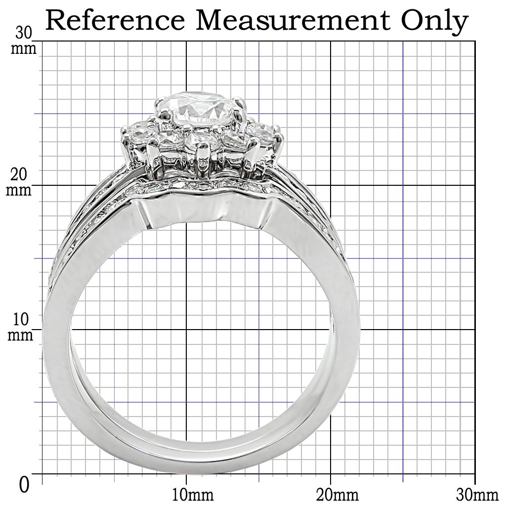 1W008 - Rhodium Brass Ring with AAA Grade CZ  in Clear