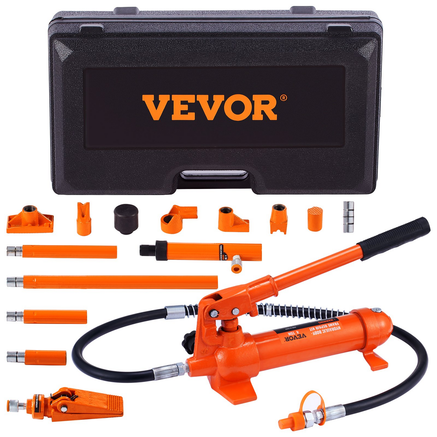 VEVOR 4 Ton/8800 LBS Porta Power, Portable Hydraulic Ram with 3.9 ft/1.2 m Oil Hose, Auto Body Frame Repair Kit with Storage Case for Car Repair, Truck, Farm