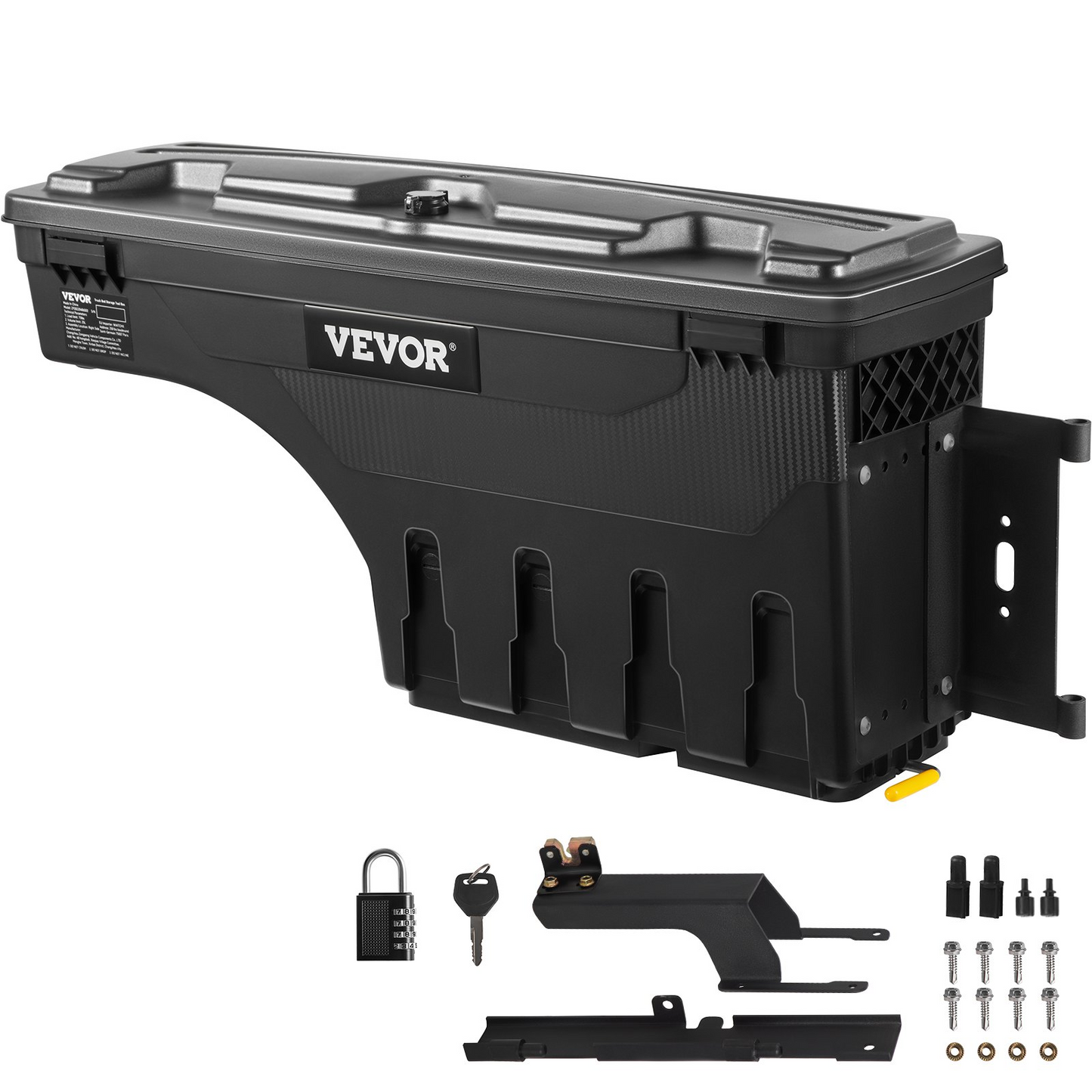 VEVOR Truck Bed Storage Box | Fits 2015-2020 Ford F150 | Passenger Side | Lockable Lid | Waterproof | 6.6 Gal/25 L with Password Padlock | Black