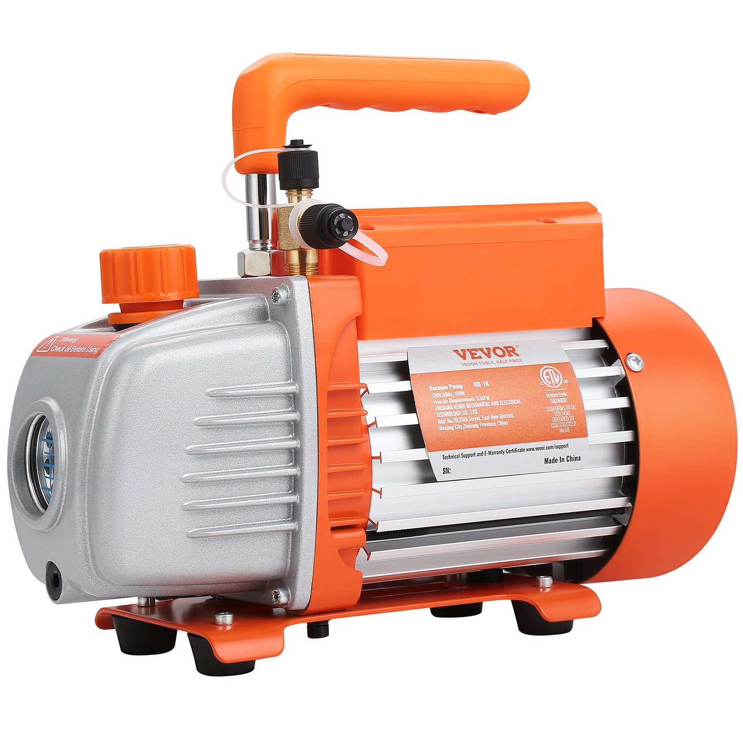 VEVOR 1/5 HP Single Stage Vacuum Pump, 3.5 CFM, 120V AC Air Conditioning Conditioner Vacuum Pump