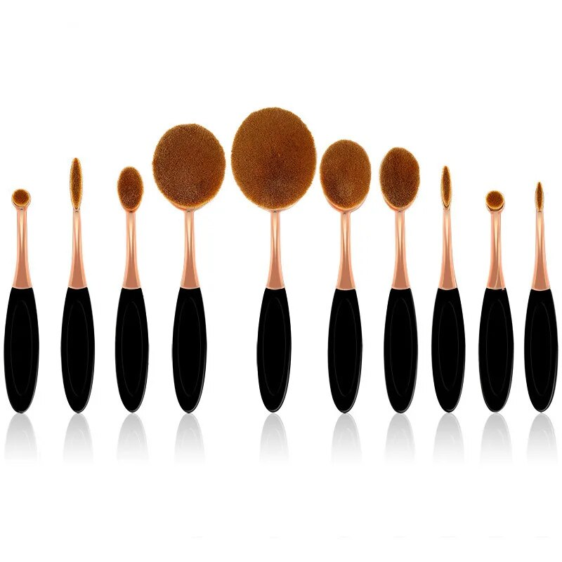 Beauty Experts Set of 10 Oval Beauty Brushes - fashion finesse accessories