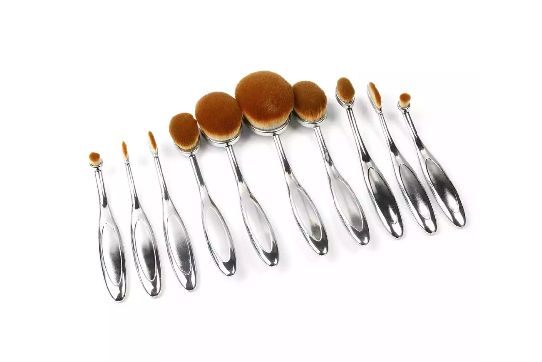 Beauty Experts Set of 10 Oval Beauty Brushes - fashion finesse accessories