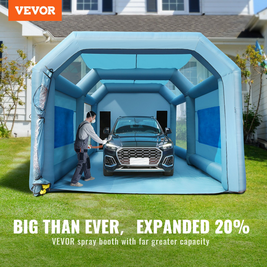 VEVOR Inflatable Paint Booth, 26x15x11ft Inflatable Spray Booth, High Powerful 750W+950W Blowers Spray Booth Tent, Car Paint Tent Air Filter System for Car Parking Tent Workstation Motorcycle Garage