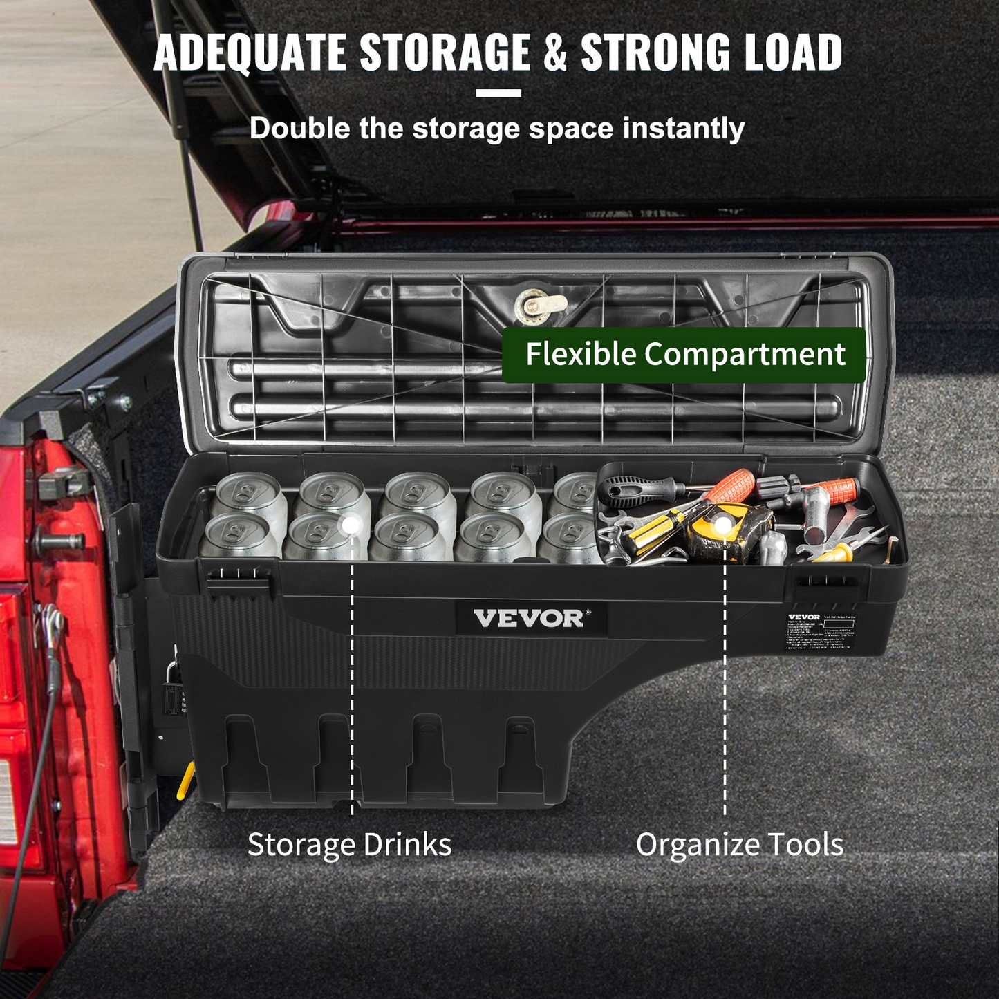 VEVOR Truck Bed Storage Box | Fits 2015-2020 Ford F150 | Waterproof | Lockable Lid