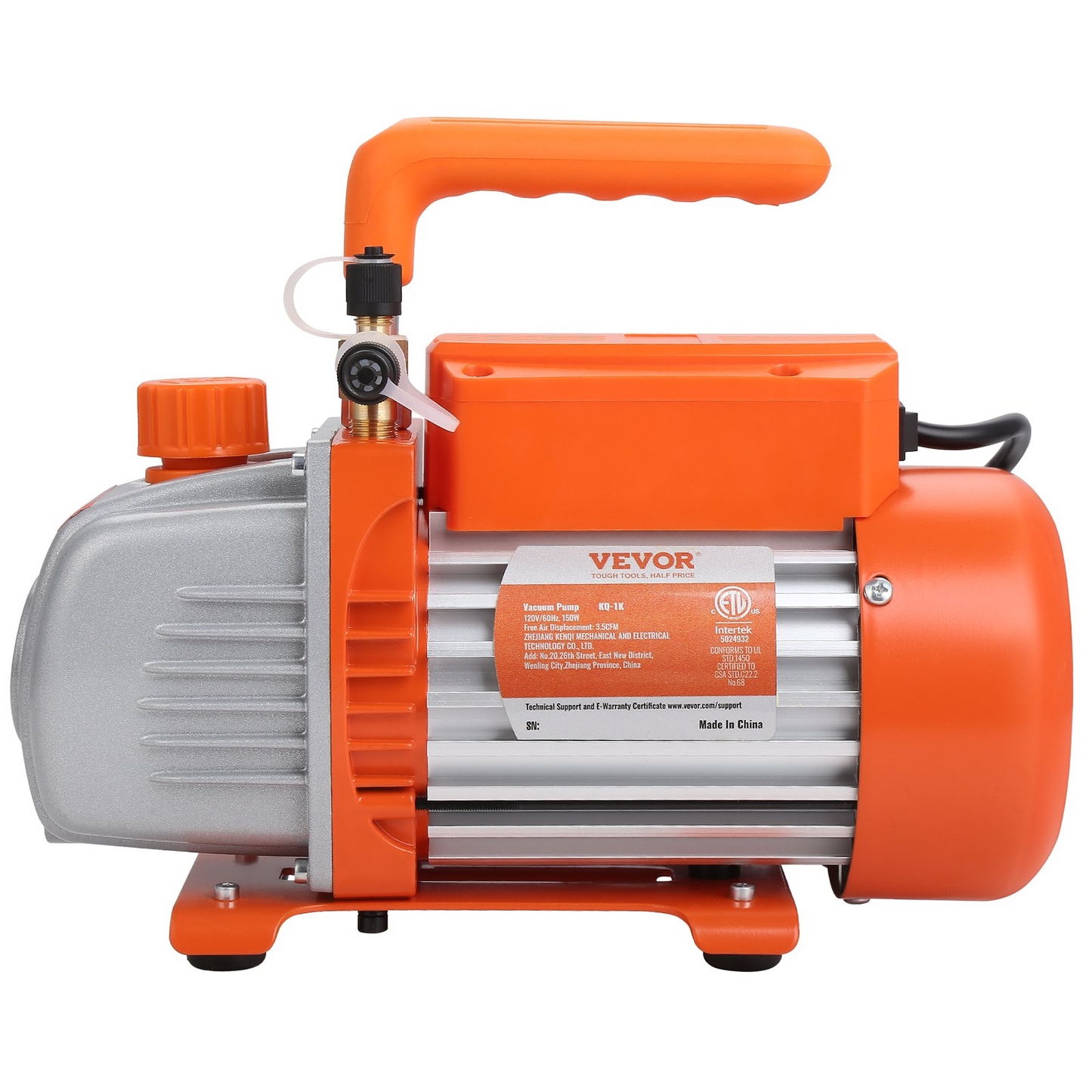 VEVOR 1/5 HP Single Stage Vacuum Pump, 3.5 CFM, 120V AC Air Conditioning Conditioner Vacuum Pump