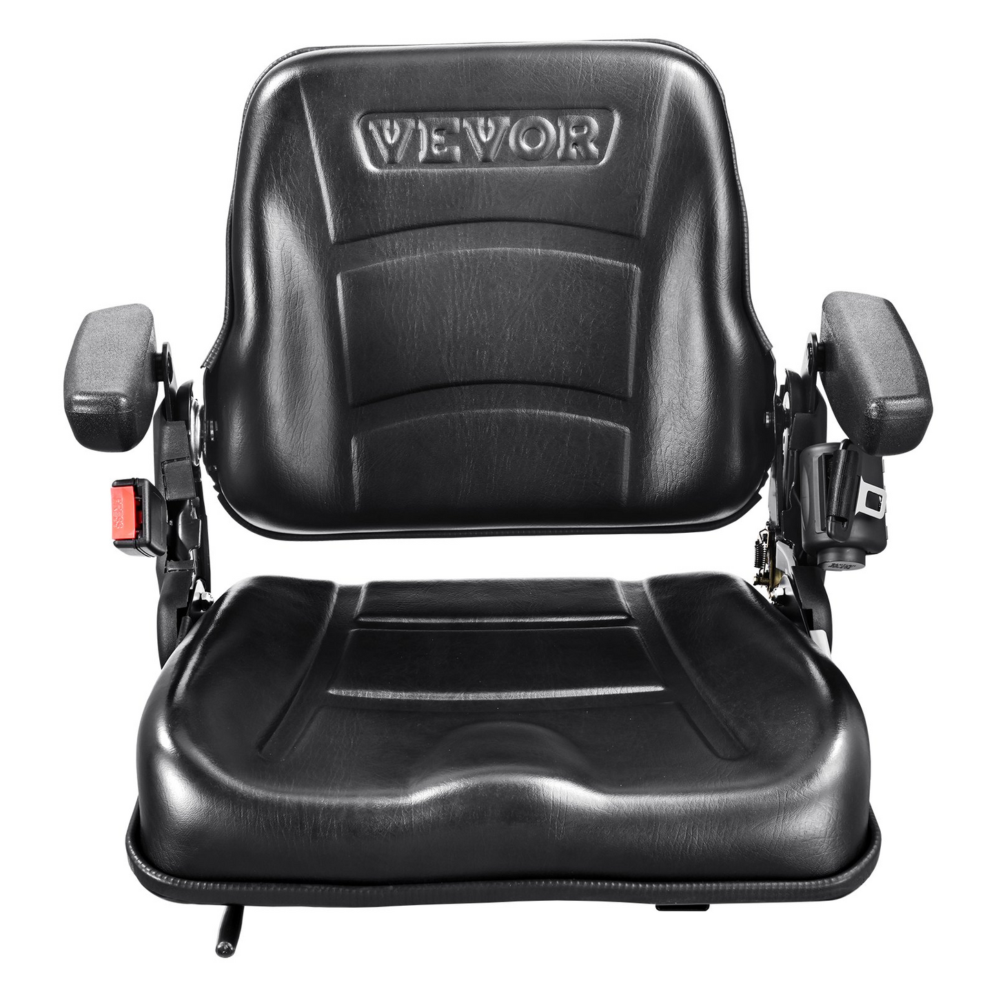 VEVOR Universal Forklift Seat - Fold Down Tractor Seat with Adjustable Angle Back, Micro Switch, Seatbelt, and Armrests