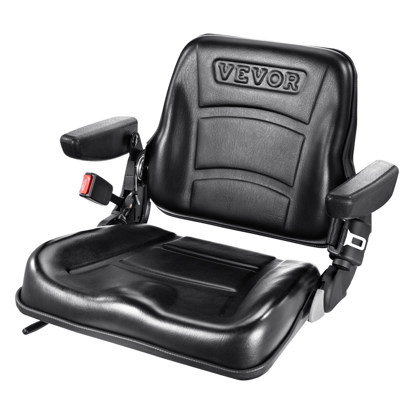 VEVOR Universal Forklift Seat - Fold Down Tractor Seat with Adjustable Angle Back, Micro Switch, Seatbelt, and Armrests