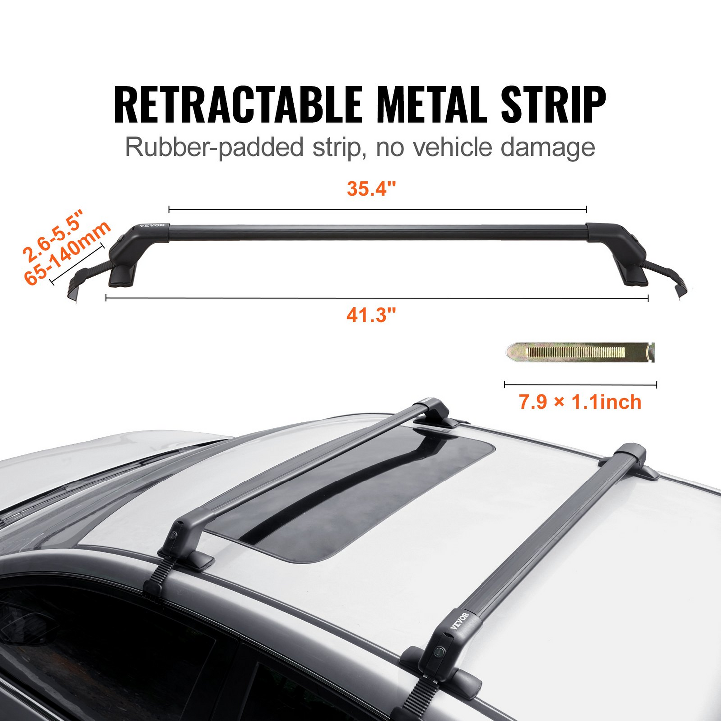 VEVOR Universal Roof Rack Cross Bars, 41.3" Aluminum Roof Rack Crossbars, Fit Roof without Side Rail, 155 lbs Load Capacity, Adjustable Bare Roof Crossbars with Locks, for SUVs, Sedans, and Vans