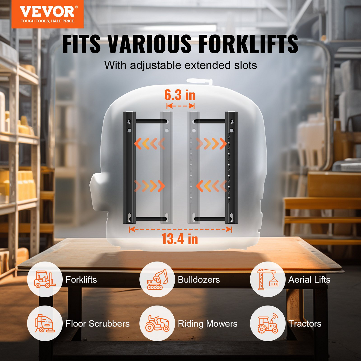 VEVOR Universal Forklift Seat | Adjustable Angle Back | Micro Switch and Seatbelt