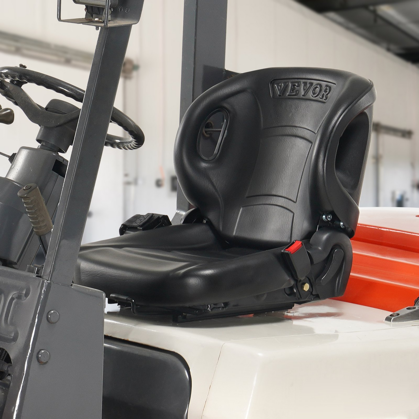 VEVOR Universal Forklift Seat | Adjustable Angle Back | Micro Switch and Seatbelt