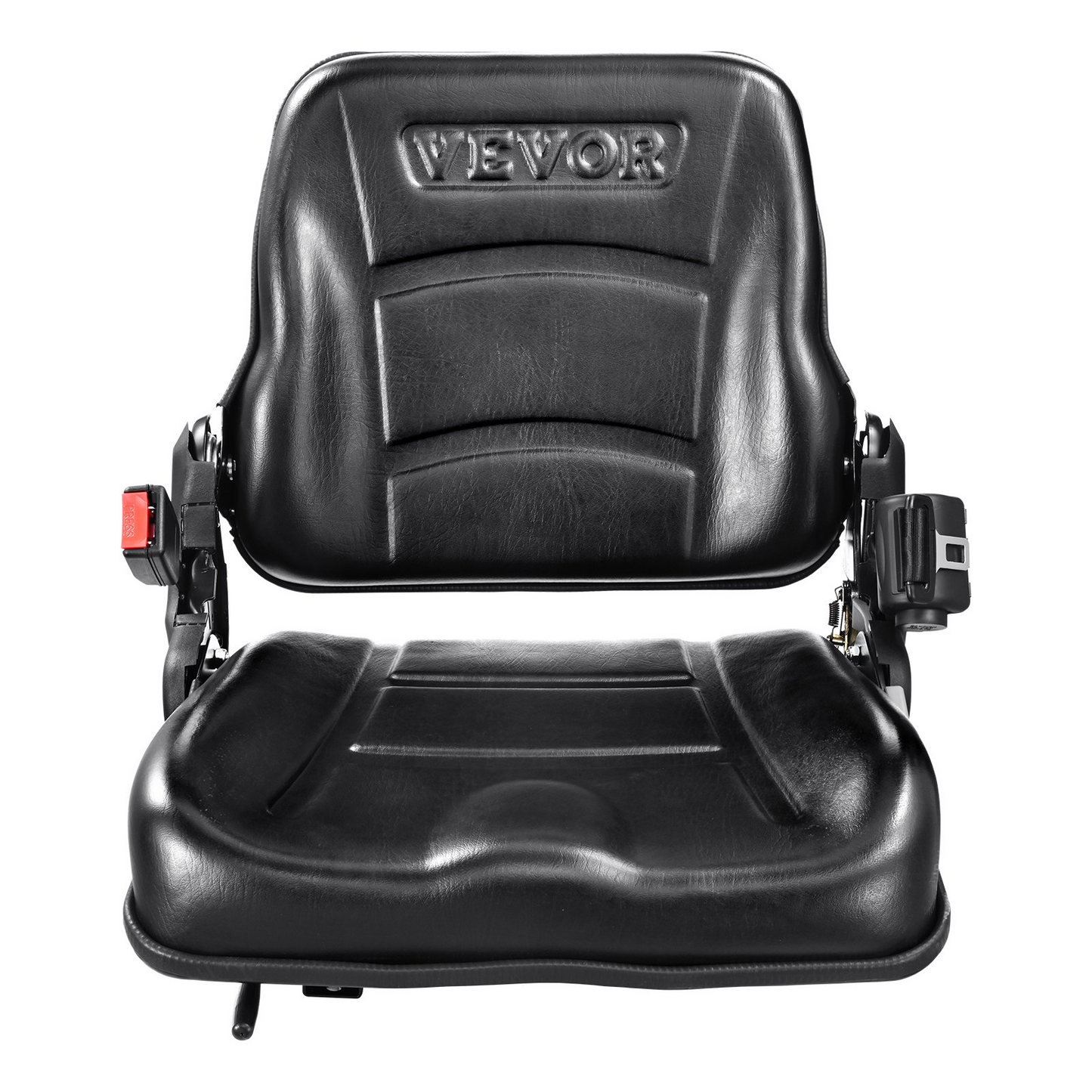 VEVOR Universal Forklift Seat, Fold Down Tractor Seat with Adjustable Angle Back, Micro Switch and Retractable Seatbelt, 6.3-13.4 inch Slot Forklift Seat for Tractor Loader Excavator