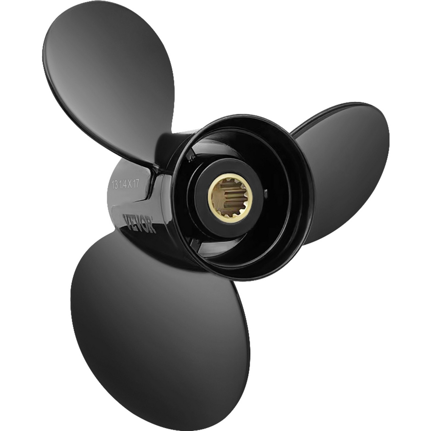 VEVOR Outboard Propeller, Replace for OEM 765183, 3 Blades 13 1/4" x 17" Pitch Aluminium Boat Propeller, Compatible with 40-140HP 2-Stroke Evinrude Outboard, w/ 13 Tooth Splines, RH