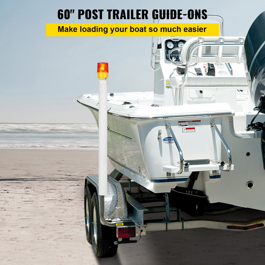 VEVOR Boat Trailer Guide-on, 60", 2PCS Steel Trailer Post Guide on, with LED-Lighted PVC Tube Covers, Mounting Hardware Included, for Ski Boat, Fishing Boat or Sailboat Trailer