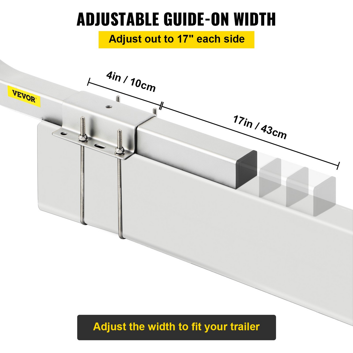 VEVOR Boat Trailer Guide-on, 60", 2PCS Steel Trailer Post Guide on, with LED-Lighted PVC Tube Covers, Mounting Hardware Included, for Ski Boat, Fishing Boat or Sailboat Trailer