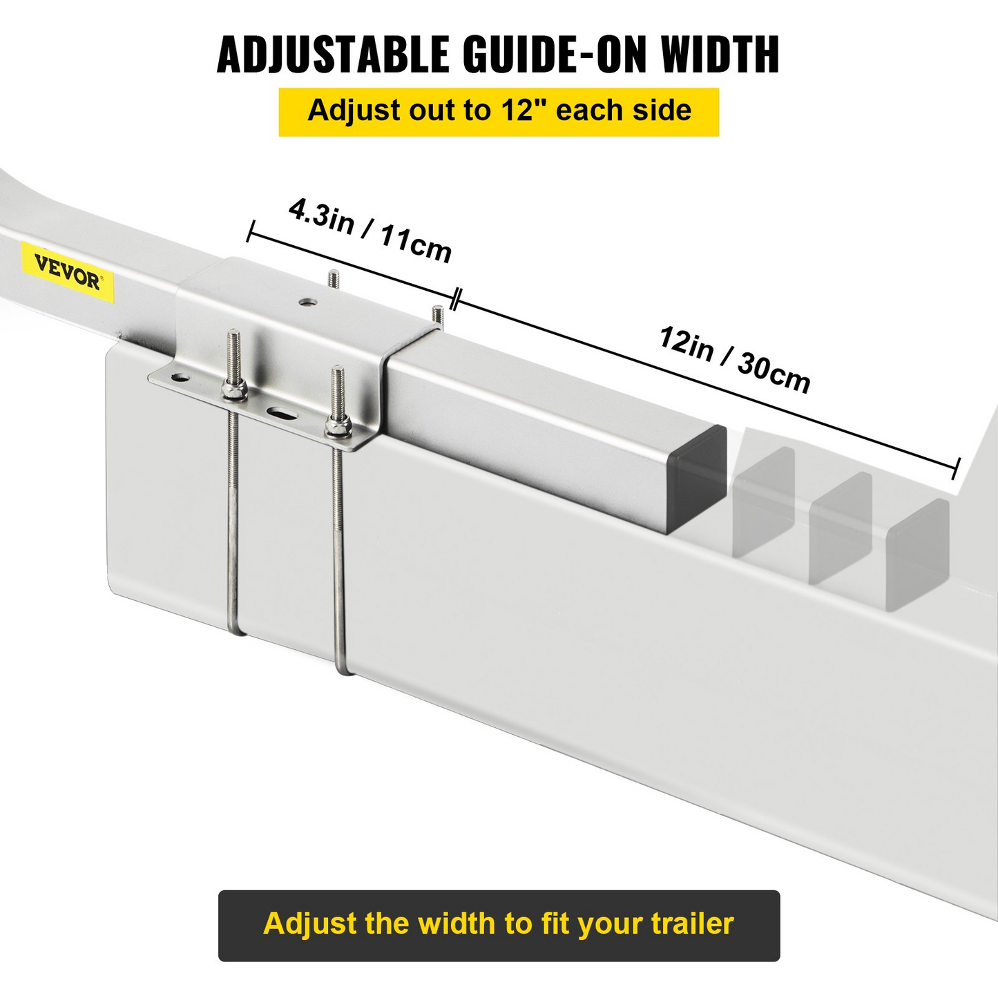 VEVOR Boat Trailer Guide-on, 48", 2PCS Rustproof Steel Trailer Post Guide ons, with White PVC Tube Covers, Complete Mounting Accessories Included, for Ski Boat, Fishing Boat or Sailboat Trailer