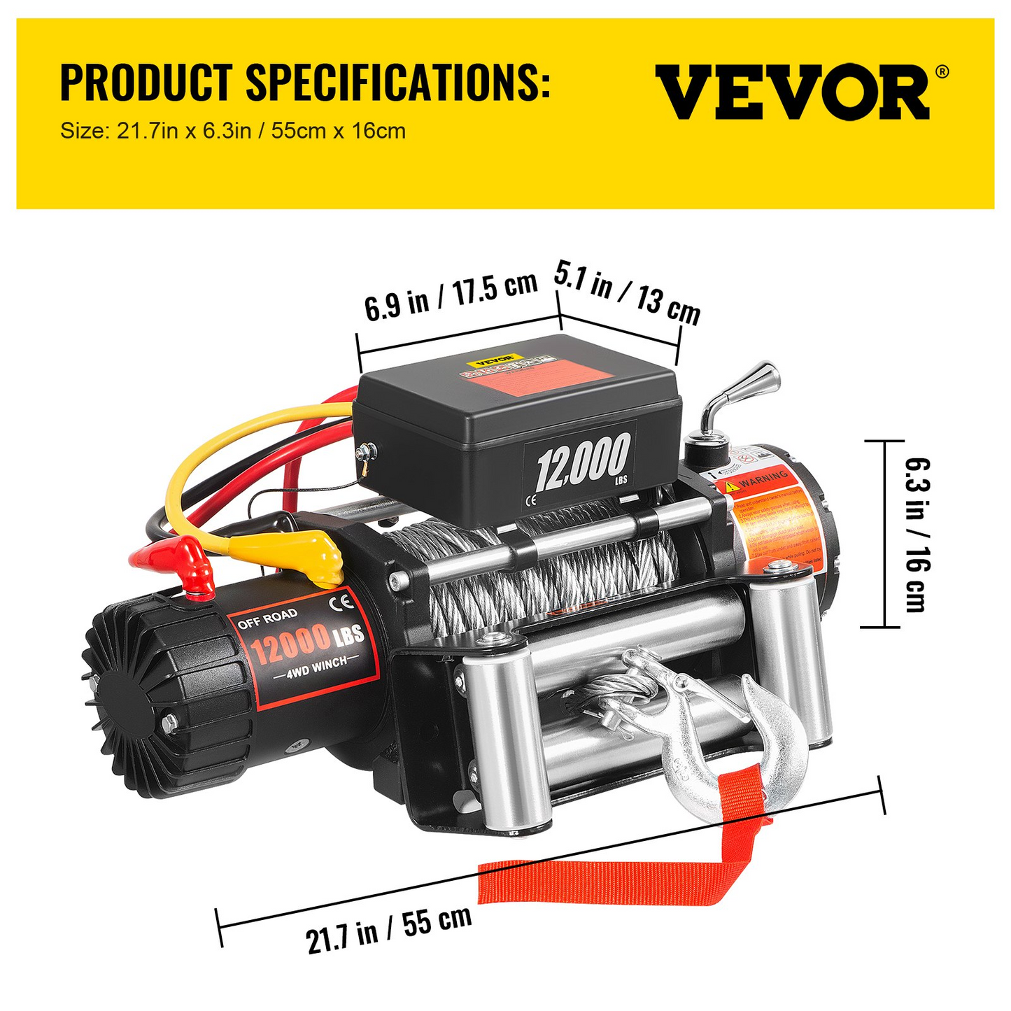 VEVOR Truck Winch 12000lbs Electric Winch 85ft/26m Steel Cable 12V Power Winch Jeep Winch with Wireless Remote Control and Powerful Motor for UTV ATV & Jeep Truck and Wrangler in Car Lift