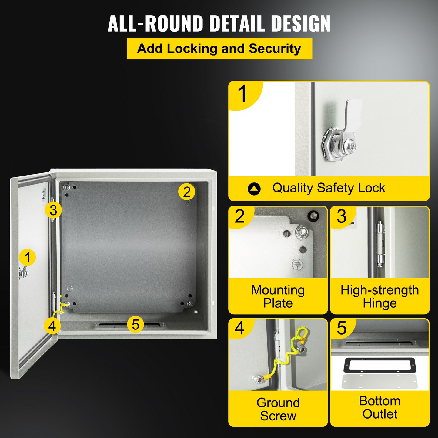 VEVOR NEMA Steel Enclosure, 16 x 16 x 6'' NEMA 4X Steel Electrical Box