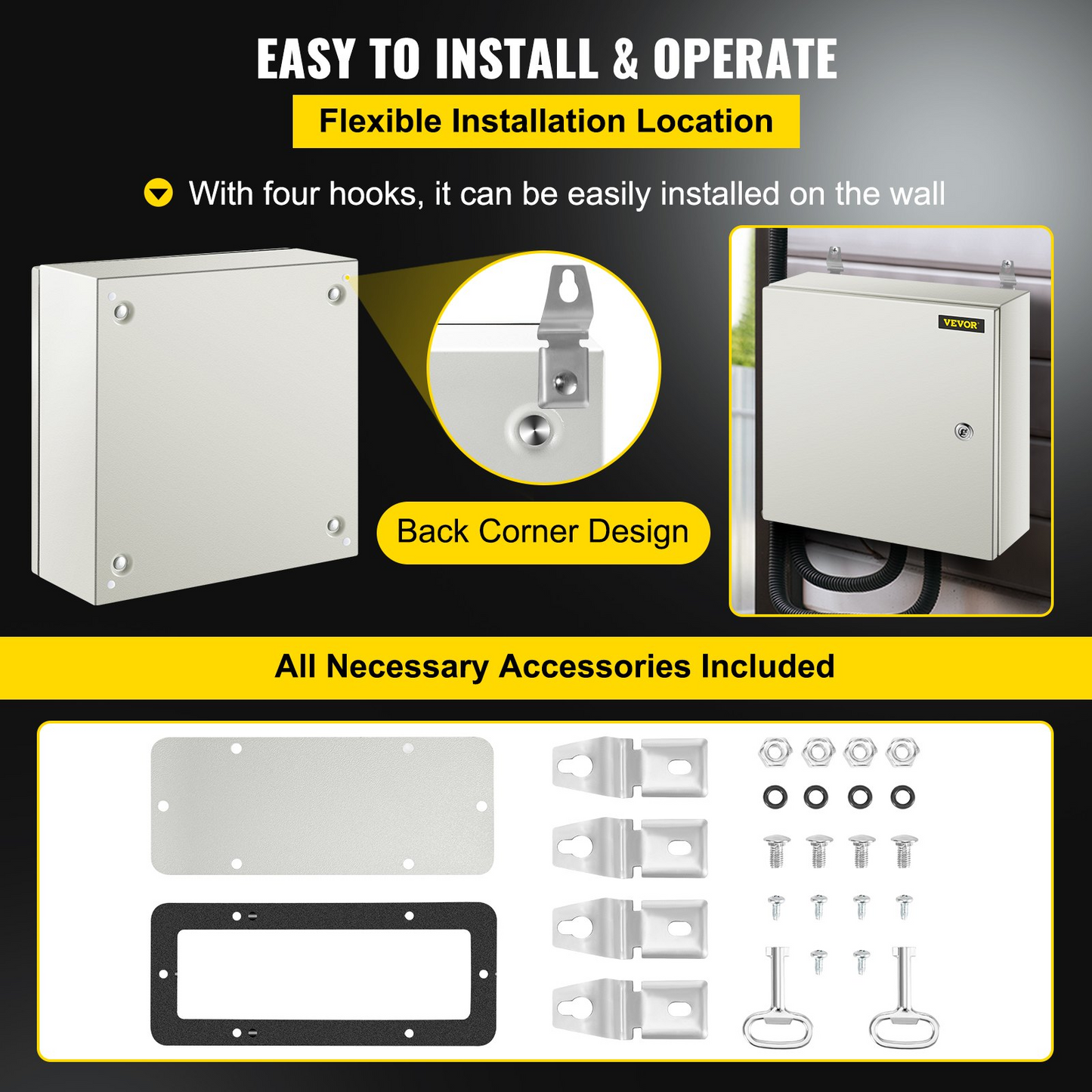 VEVOR NEMA Steel Enclosure, 16 x 16 x 6'' NEMA 4X Steel Electrical Box