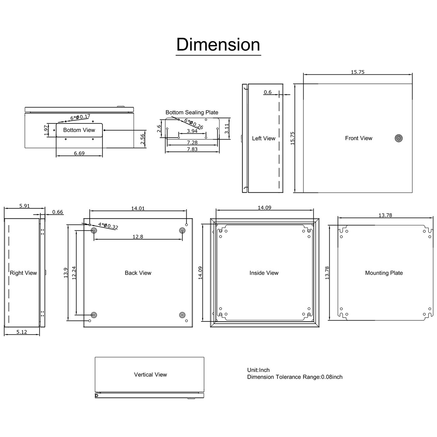 VEVOR NEMA Steel Enclosure, 16 x 16 x 6'' NEMA 4X Steel Electrical Box