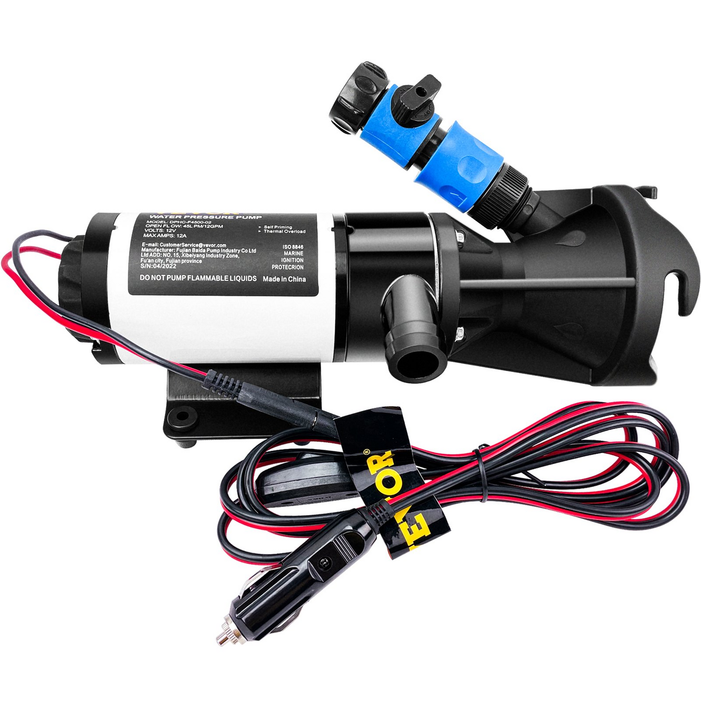 VEVOR RV Macerator Pump, 12V 12GPM Self-priming Water Waste Pumps w/RV Connector & Hose