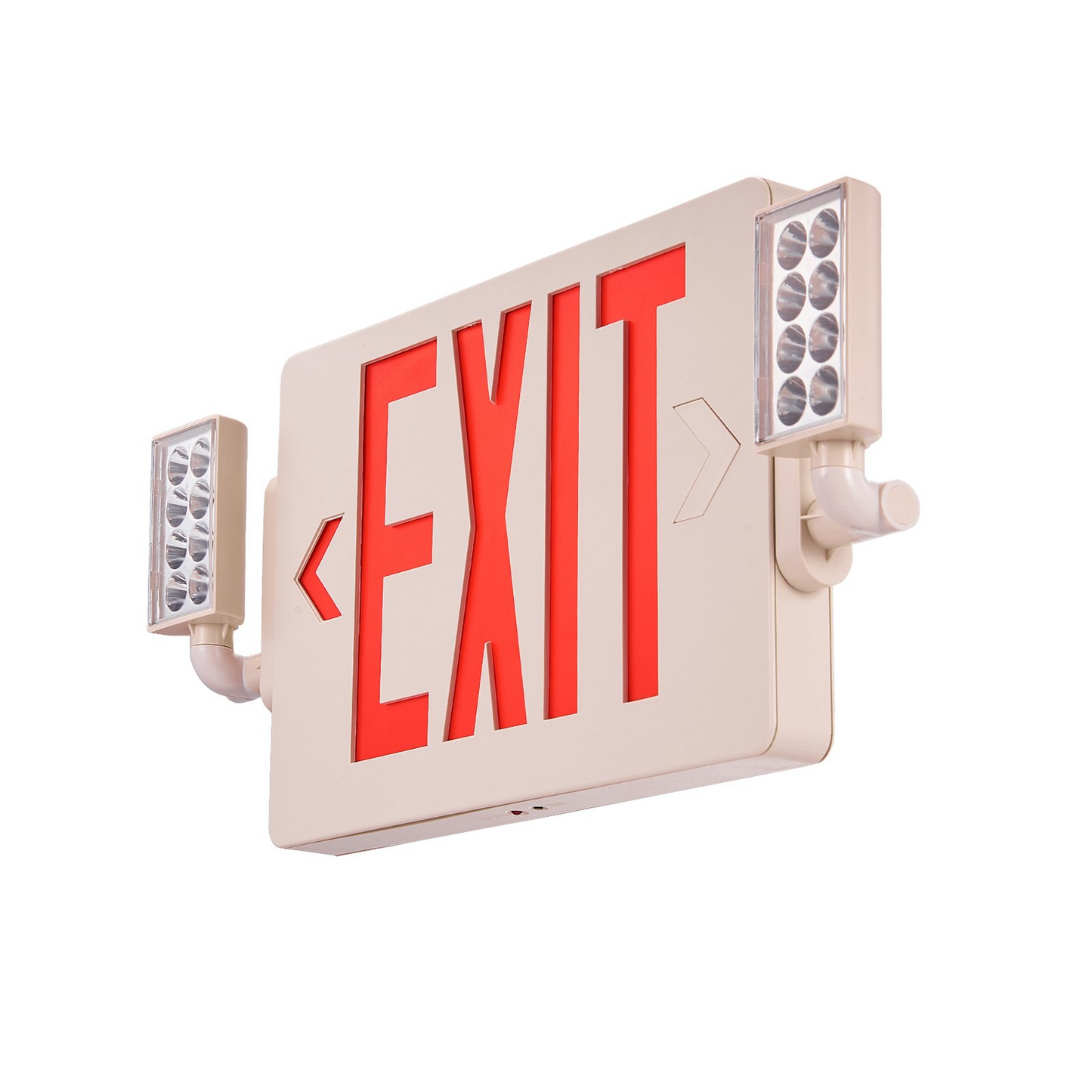 VEVOR LED Exit Sign with Emergency Lights, Two Heads Emergency Exit Light with Battery Backup, Combo Red Letter Fire Exit Lighting, Commercial Exit Signs for Business, White Tested to UL Standards