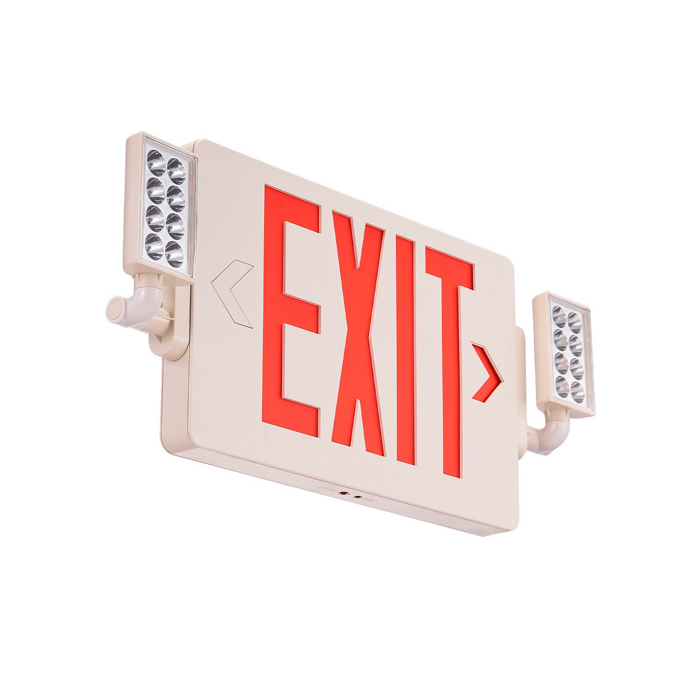 VEVOR LED Exit Sign with Emergency Lights, Two Heads Emergency Exit Light with Battery Backup, Combo Red Letter Fire Exit Lighting, Commercial Exit Signs for Business, White Tested to UL Standards