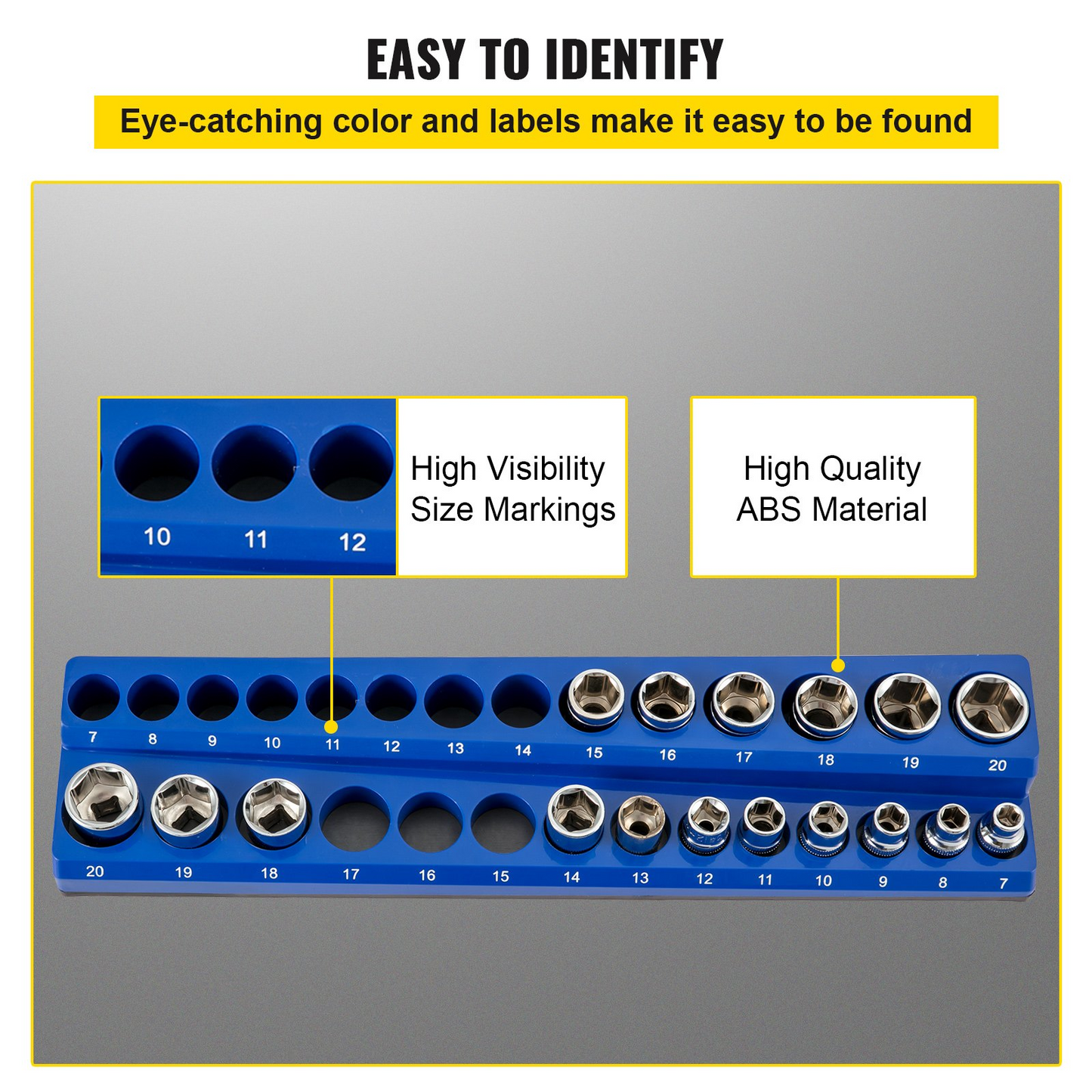 VEVOR Magnetic Socket Organizer Socket Holder Set - Metric Blue