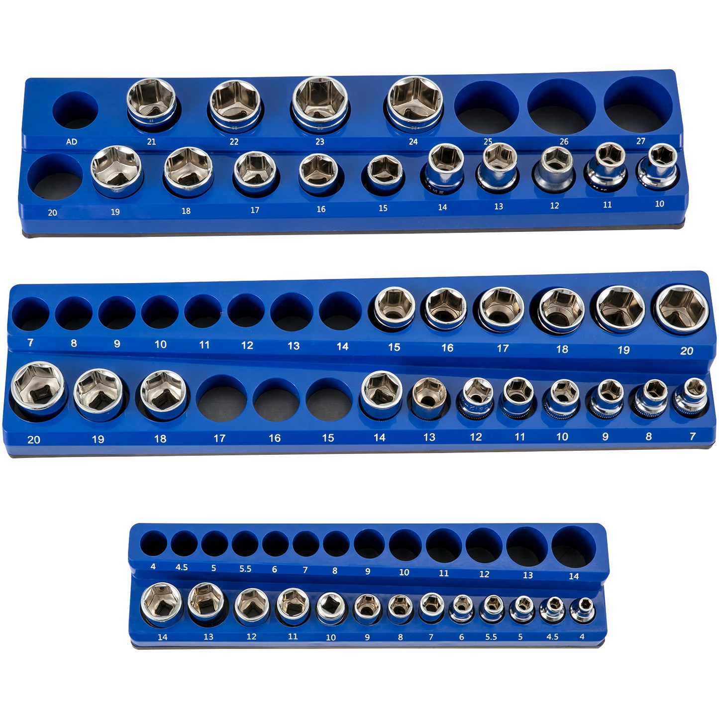 VEVOR Magnetic Socket Organizer Socket Holder Set - Metric Blue