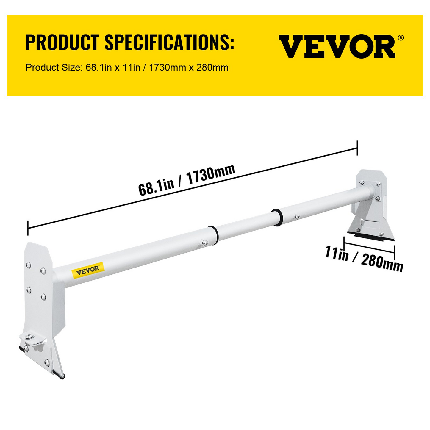 VEVOR Van Roof Ladder Rack, Adjustable Steel Roof Racks - White