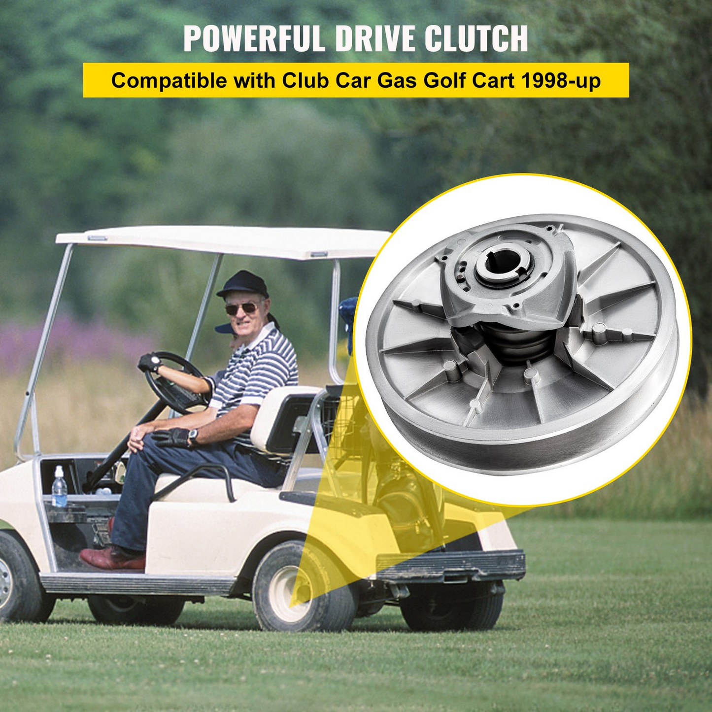 VEVOR Golf Cart High Torque Driven Clutch for Club Car DS & Precedent 1997 to Up Club Car 4-Cycle Gas Golf Cart Model, Silver