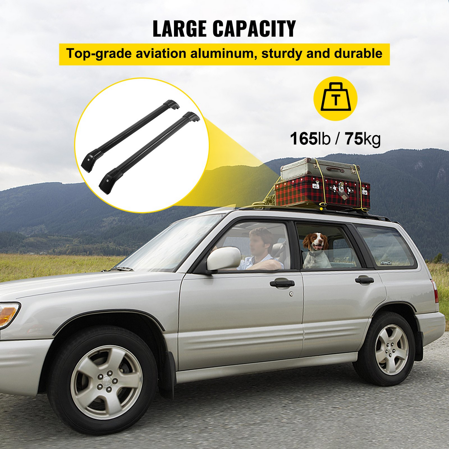 VEVOR Roof Rack Compatible with Kia Sorento 2015-2021 | Cross Bars Baggage Locking Roof Rail Crossbars