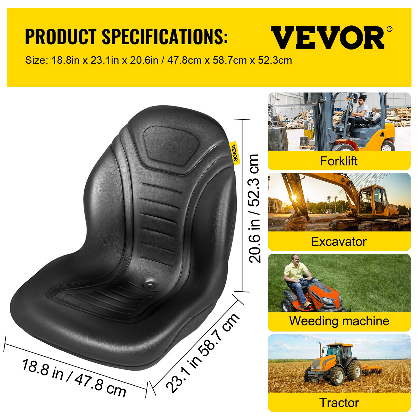 VEVOR Universal Tractor Seat Replacement 2 Pack - High Back Mower Seat Pair