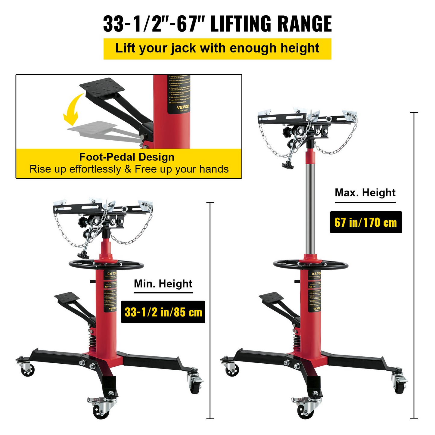 VEVOR Transmission Jack - Hydraulic Telescopic Transmission Jack, 2-Stage Floor Jack Stand