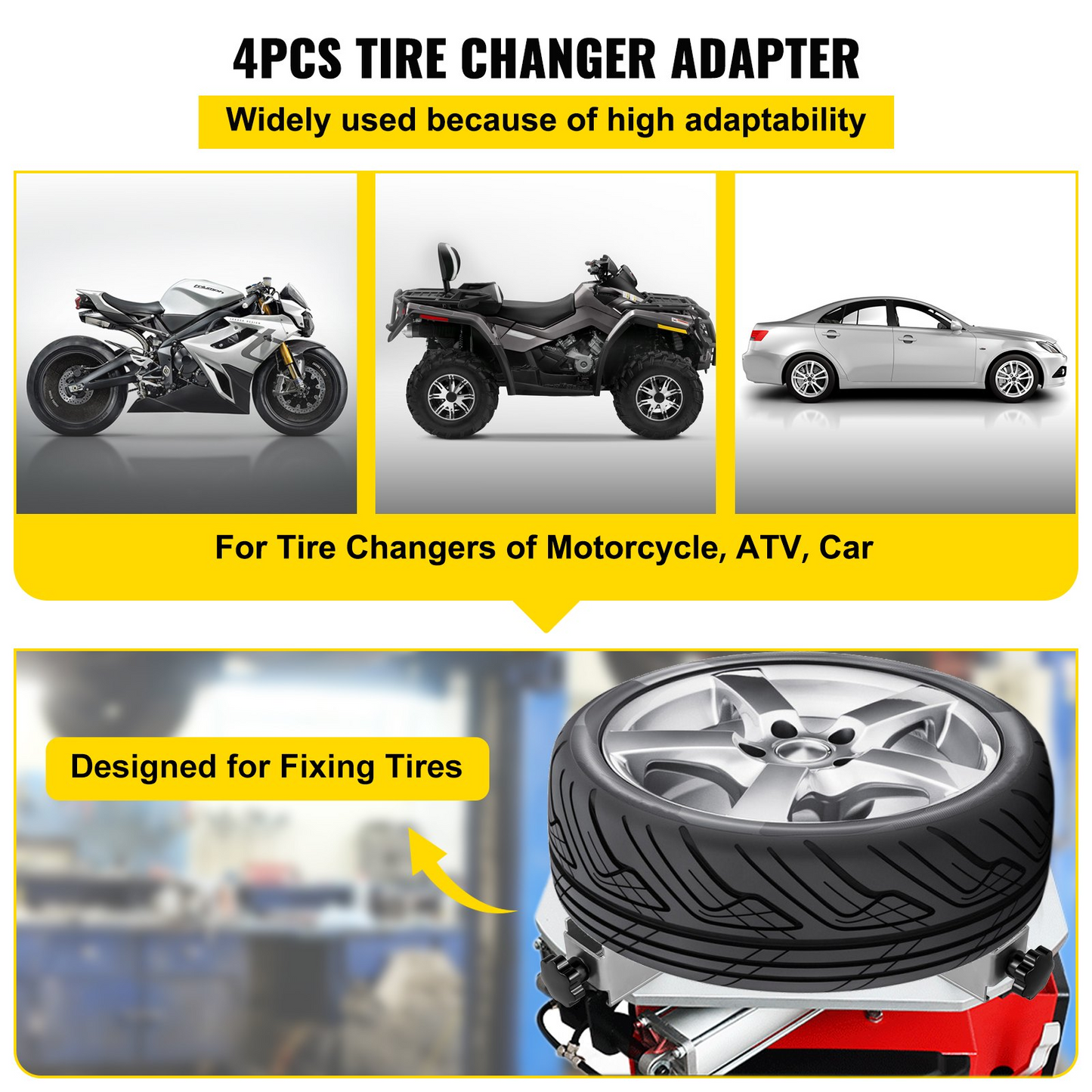 VEVOR Tire Changer Adapter, 4PCS ATV Motorcycle Adapter with Metal Structure Tire Adapter Rim Clamp - Easy Operation & High Adaptability