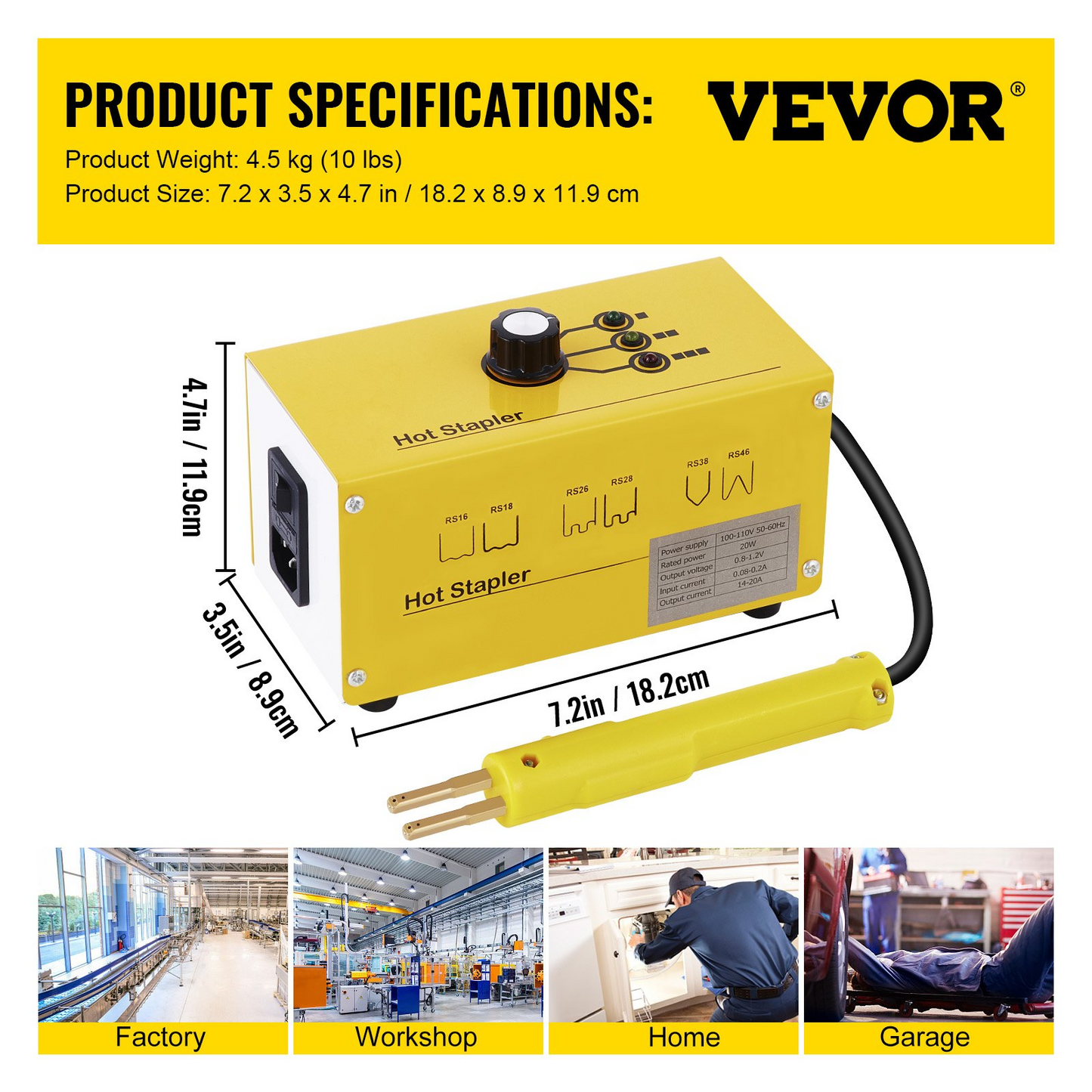 VEVOR Hot Stapler Plastic Repair Kit 600 Staples Tool Box 20W Plastic Welder Kit for Plastic Repair Thermo Repair (600 Staples)