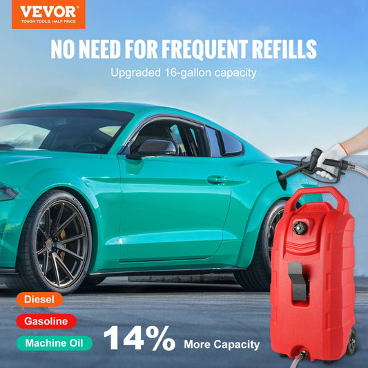 VEVOR 16 Gallon Fuel Caddy | Portable Gas Storage Tank Container