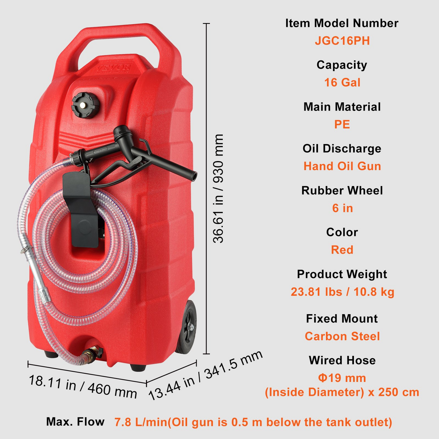 VEVOR 16 Gallon Fuel Caddy | Portable Gas Storage Tank Container