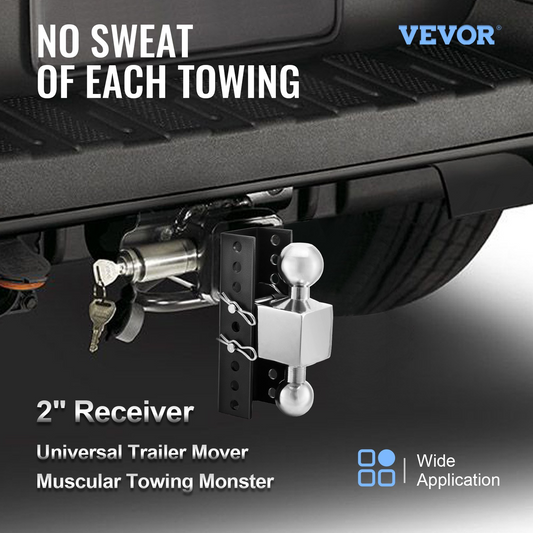 VEVOR Adjustable Trailer Hitch, 6" Rise & Drop Hitch Ball Mount 2" Receiver 22,000 LBS Rating