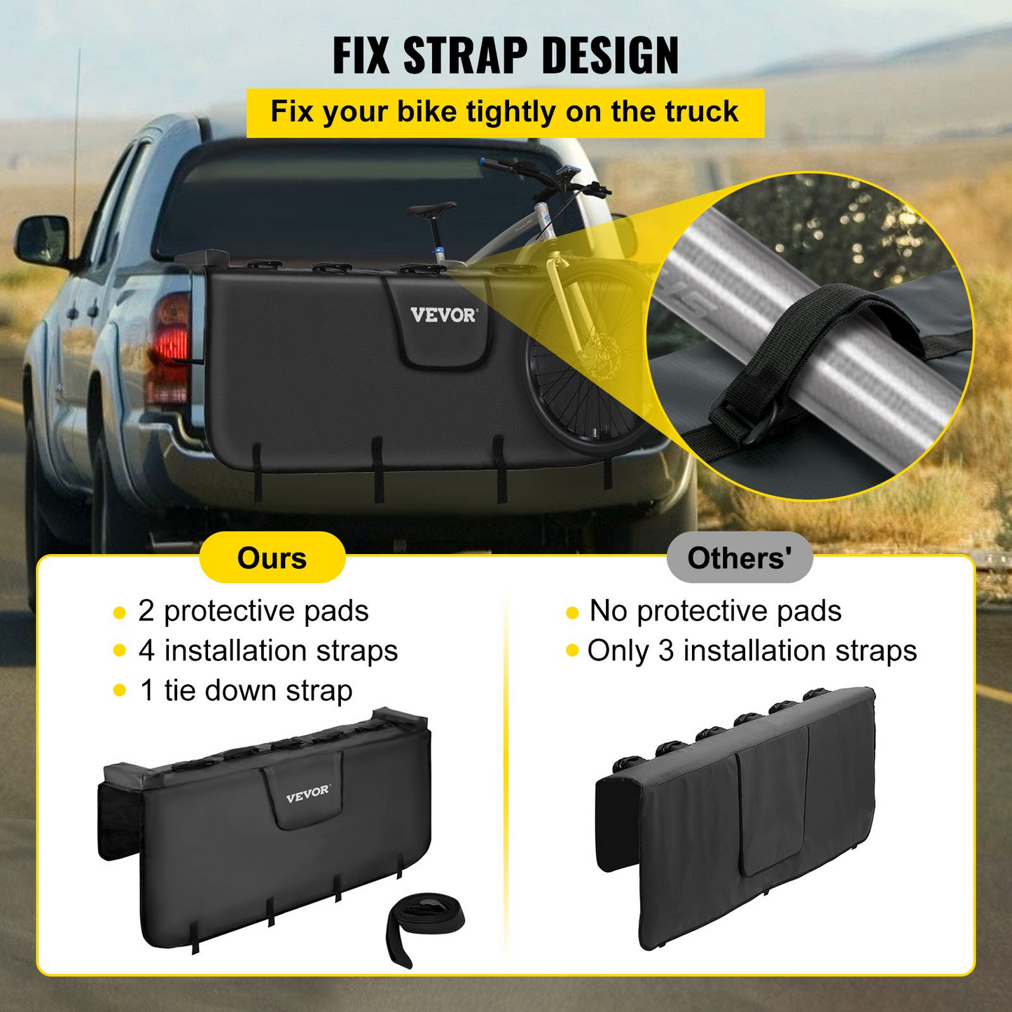 VEVOR Tailgate Pad for Bikes, Tailgate Protection Cover Carries UP to 5 Mountain Bikes,54" Bike Pickup Pad for Pickup Truck