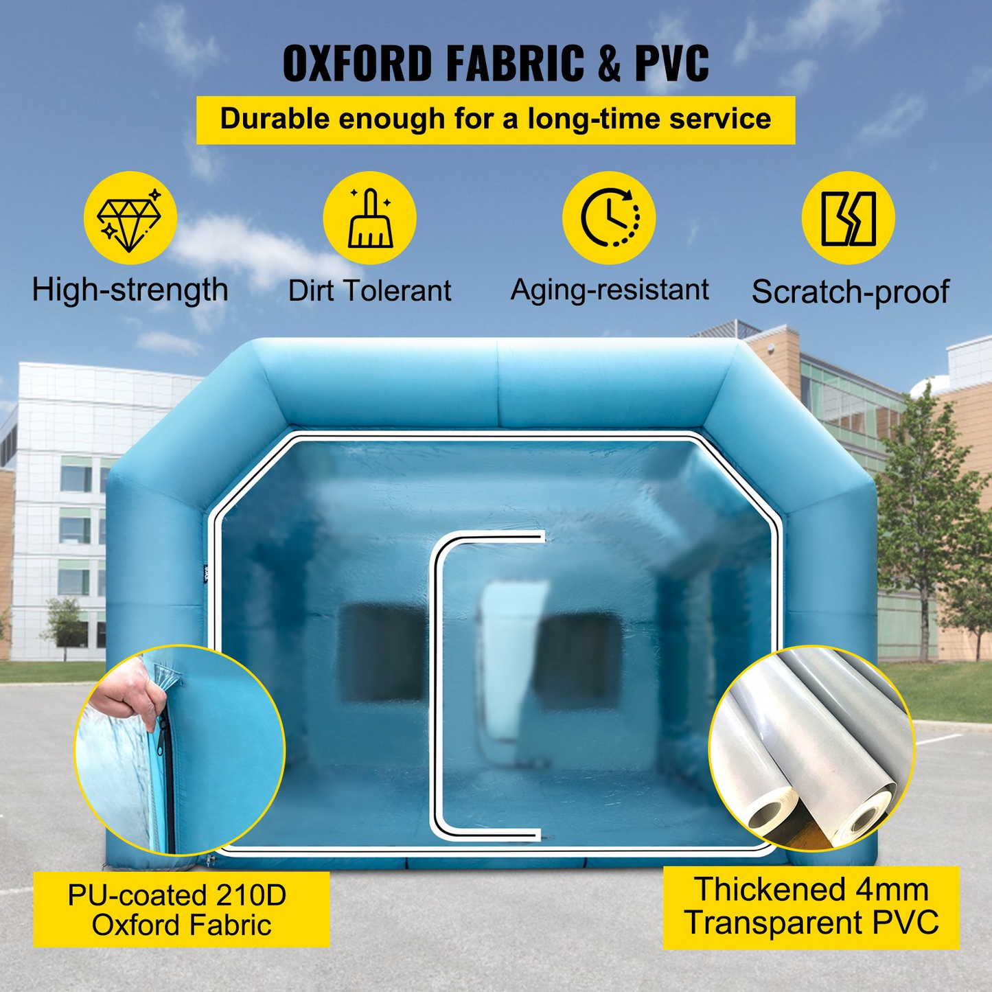 VEVOR 39.3x16.4x13.1Ft Inflatable Spray Booth Custom Tent Paint Booth Inflatable - High-Strength Oxford Cloth & PVC, Detachable Filtration Windows