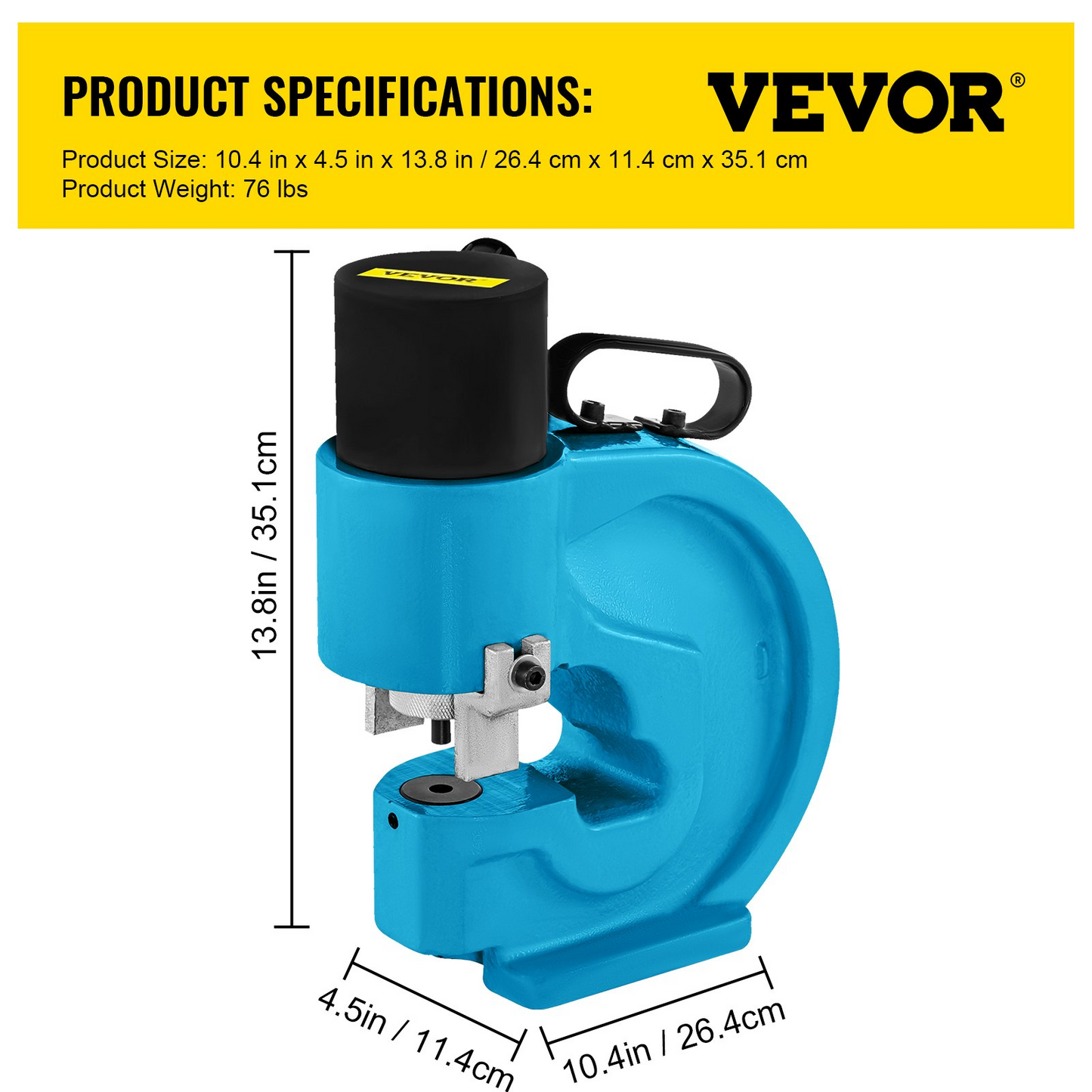 VEVOR CH-70 Hydraulic Hole Punching Tool 35T Hole Digger Force Puncher Smooth Hole Puncher for Iron Plate Copper Bar Aluminum Stainless Steel