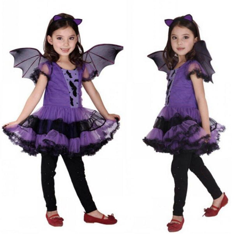 Halloween Fashion Toddler Kids Baby Girl Halloween Clothes Costume Dress+Hair Hoop+Bat Wing Outfit sep26