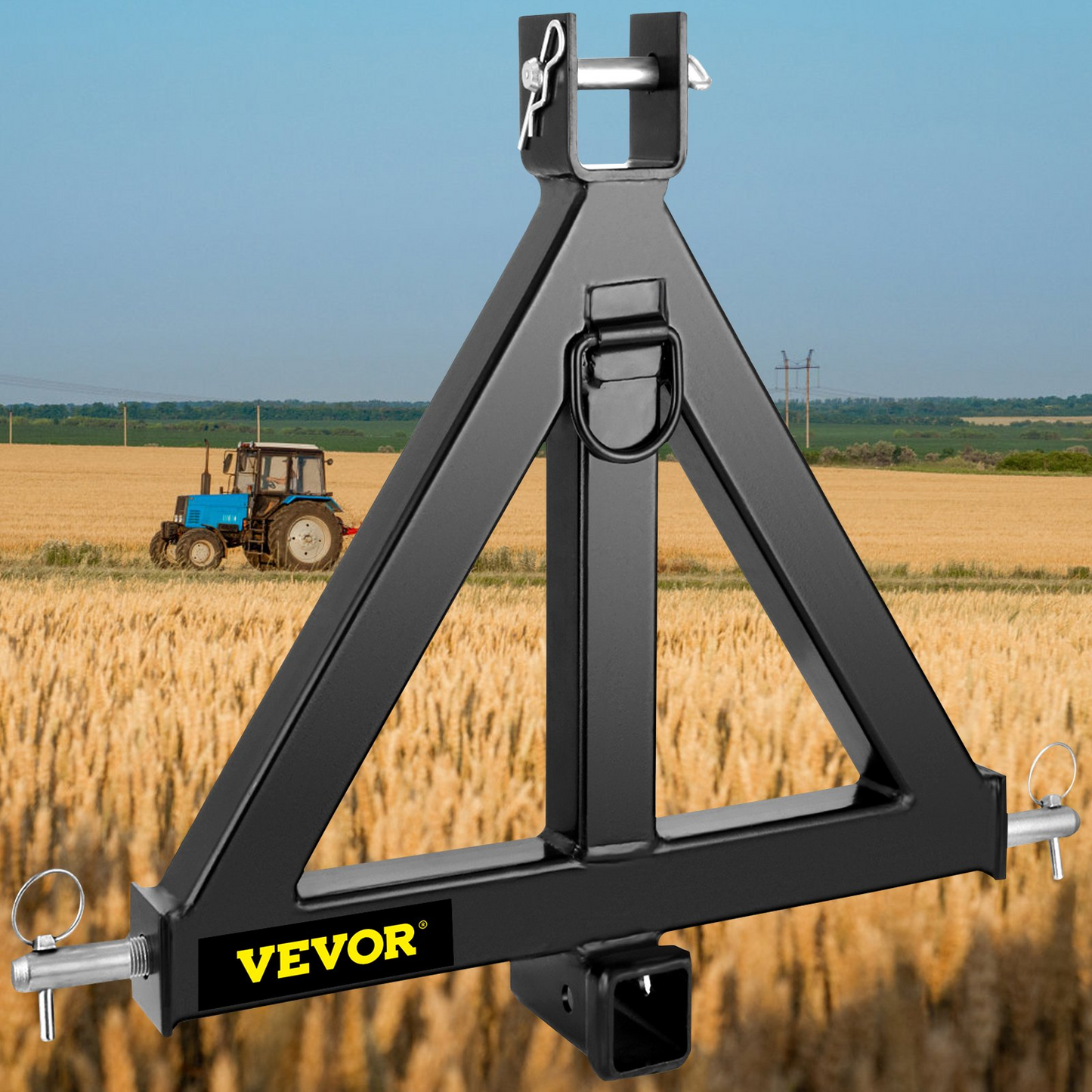 VEVOR 3 Point Trailer Hitch Heavy Duty 2In Receiver Hitch Category 1 33In Hitch Attachments Tow Hitch Drawbar Adapter Black (Heavy Duty Trailer Hitch)