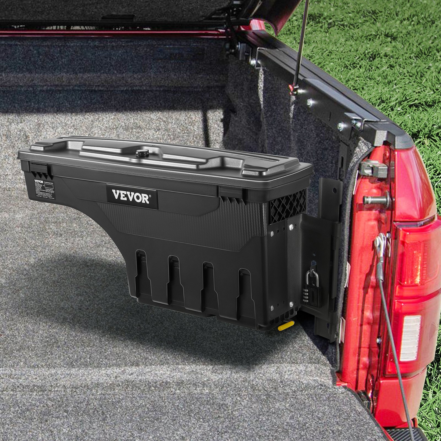 VEVOR Truck Bed Storage Box | Fits 2015-2020 Ford F150 | Passenger Side | Lockable Lid | Waterproof | 6.6 Gal/25 L with Password Padlock | Black