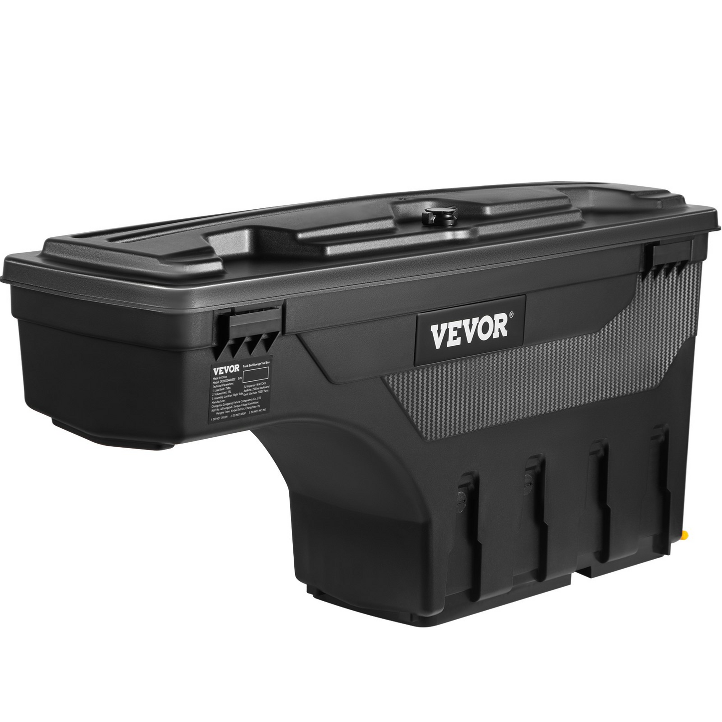 VEVOR Truck Bed Storage Box | Fits 2015-2020 Ford F150 | Passenger Side | Lockable Lid | Waterproof | 6.6 Gal/25 L with Password Padlock | Black