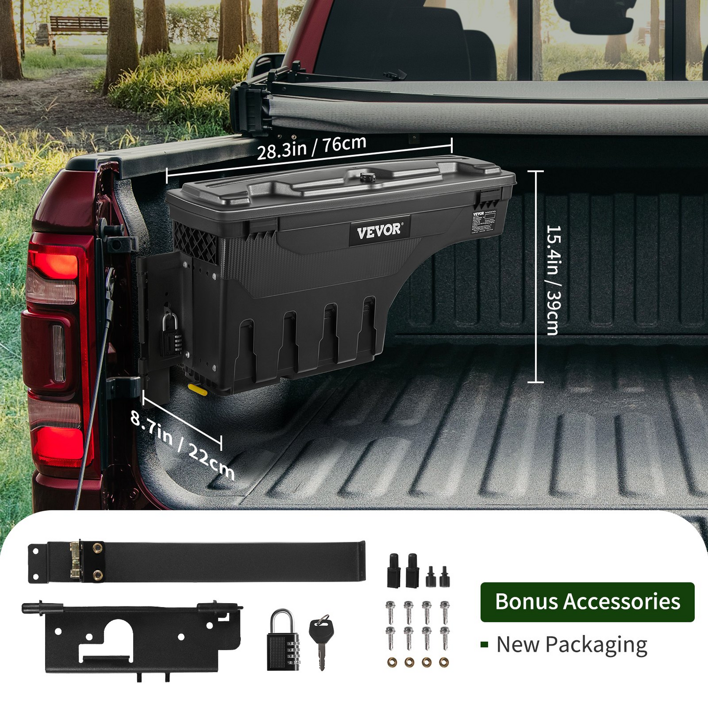 VEVOR Truck Bed Storage Box | Fits 2015-2020 Ford F150 | Waterproof | Lockable Lid