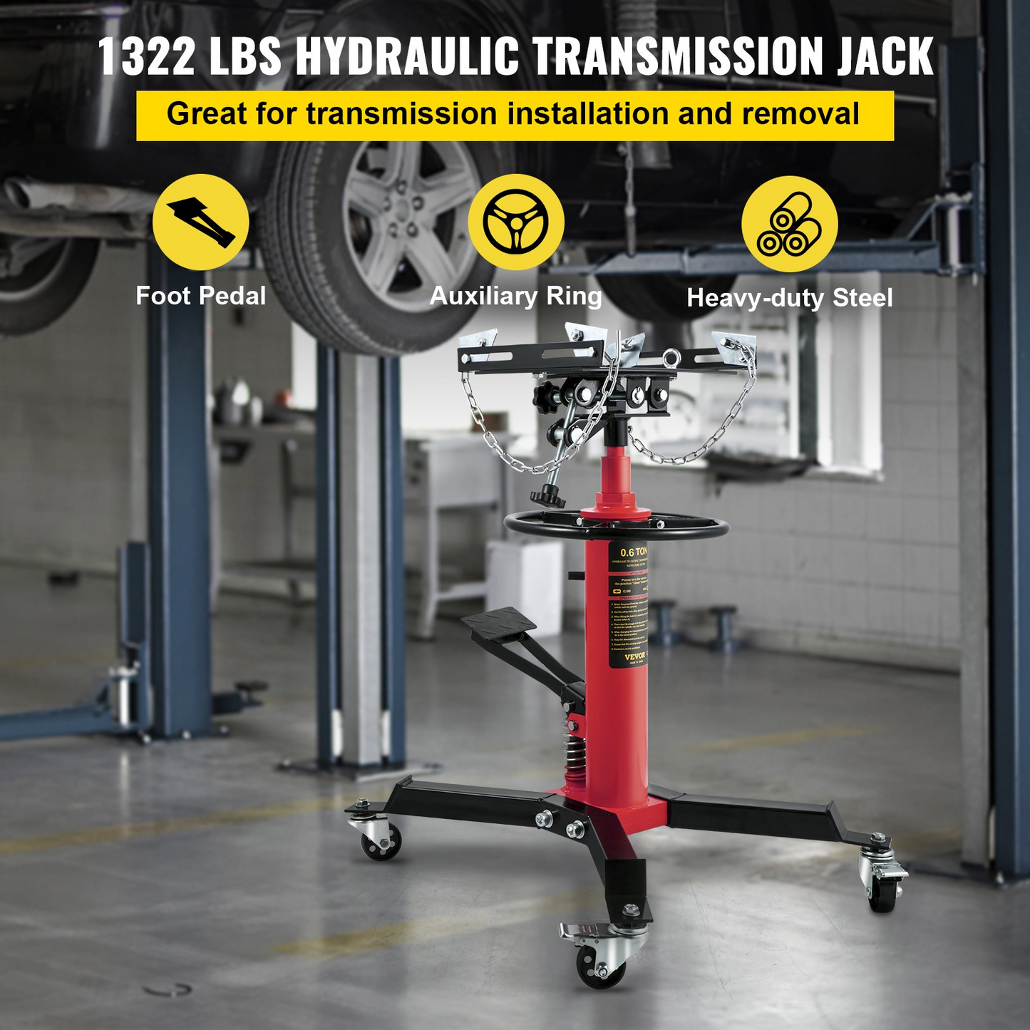 VEVOR Transmission Jack - Hydraulic Telescopic Transmission Jack, 2-Stage Floor Jack Stand