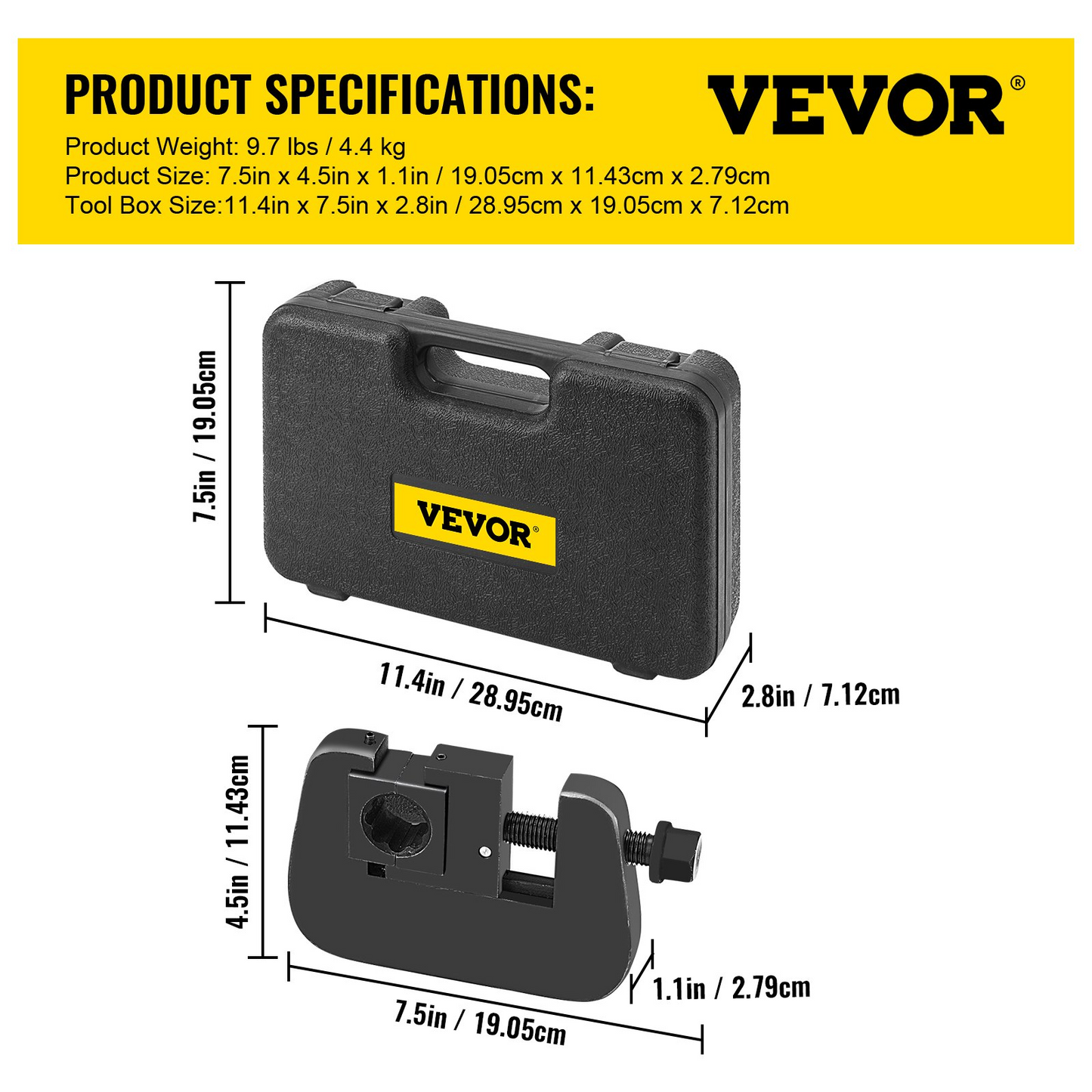 VEVOR 7843B Manual A/C Hose Crimper Kit - Handheld Air Hose Crimper Tool Kit with 4 Dies Whole Set